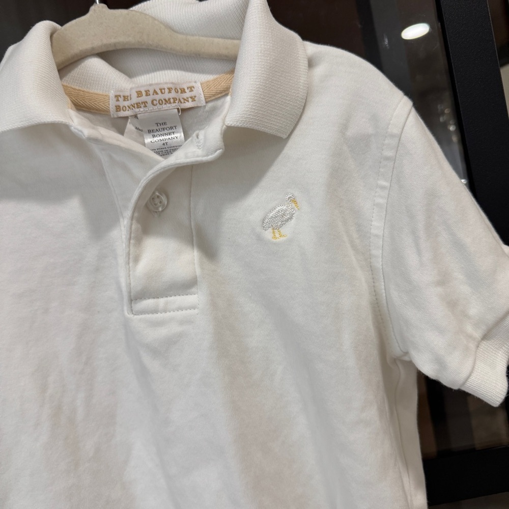 TBBC Prim & Proper Polo short sleeve toddler boys Worth Avenue White Stork pima - Picture 6 of 8